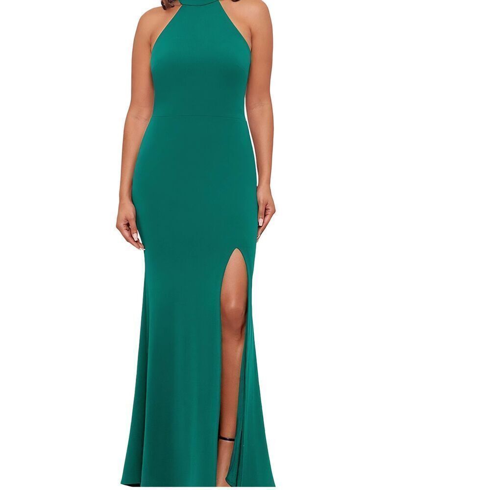 NWT AQUA Halter-Neck Gown in green sz 16